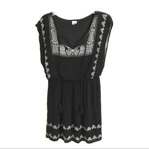 AUW BoHo sleeveless tassel mini dress L